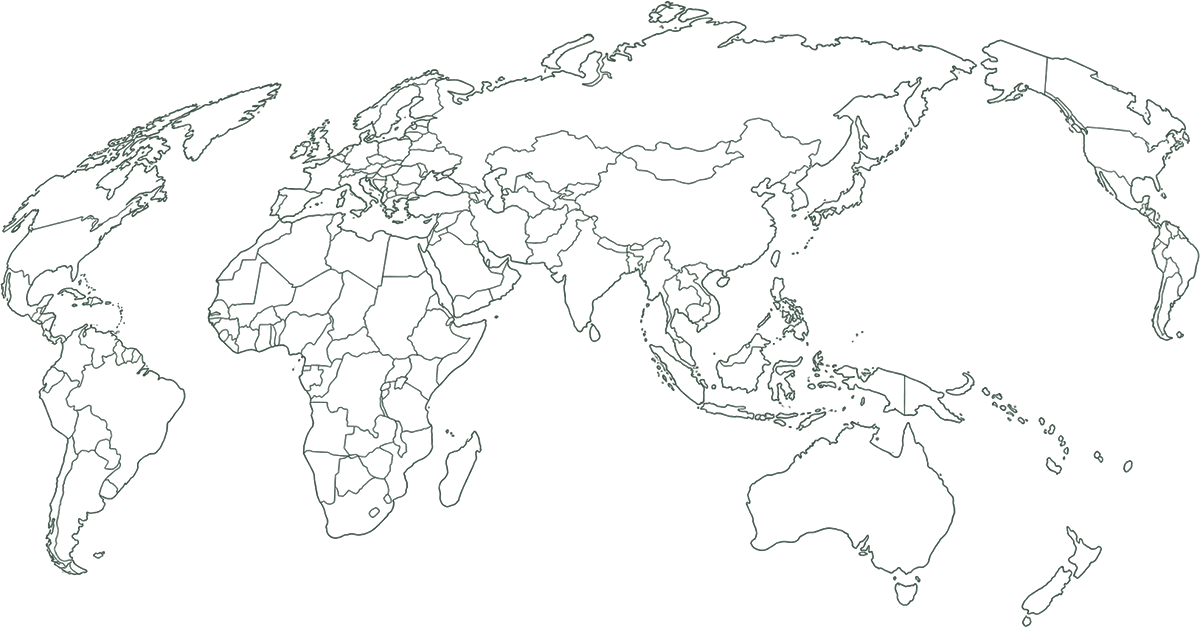 Outline world map centred on Australia